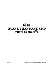 Đề tài Quản lý bán hàng cho thuê băng đĩa