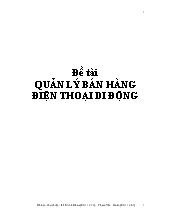 Đề tài Quản lý bán hàng điện thoại di động