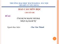 Đề tài Ứng dụng mạng neural nhận dạng kí tự