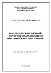 Khóa luận Khảo sát và xây dựng thử nghiệm chuyến trước của trình biên dịch dành cho ngôn ngữ ansi C giản lược