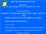 Kỹ thuật điện tử - Nghiên cứu phương pháp tối ưu hóa truyền dẫn trong mạng vô tuyến hợp tác mimo