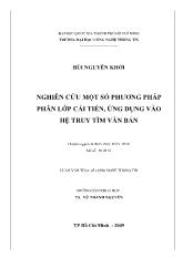 Luận văn Nghiên cứu một số phương pháp phân lớp cải tiến, ứng dụng vào hệ truy tìm văn bản