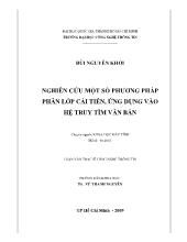 Luận văn Nghiên cứu một số phương pháp phân lớp cải tiến, ứng dụng vào hệ truy tìm văn bản