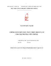 Luận văn Chính sách thúc đẩy phát triển dịch vụ 3G cho thị trường viễn thông