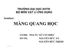 Bộ môn vật lí ứng dụng - Seminar: Màng quang học