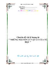 Chuyên đề Vật lý lượng tử những nguyên lý vật lý của từ học