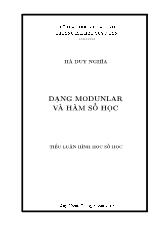 Đề tài Dạng modunlar và hàm số học