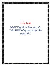 Đề tài Dạy và học hiệu quả môn Toán THPT thông qua tài liệu biên soạn trước