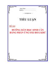 Đề tài Hướng dẫn học sinh cân bằng phản ứng oxi hoá khử