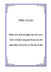 Đề tài Phân tích một bộ phận nào đó của ý thức xã hội trong giai đoạn nào đó phải dựa trên trên cở tồn tại xã hội