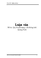 Đề tài Quy hoạch mạng viễn thông tỉnh Quảng Ninh