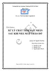 Đồ án Xử lý chất thải hạt nhân sau khi nhà máy tháo dở