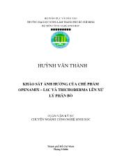 Khảo sát ảnh hưởng của chế phẩm openamix – Lsc và trichoderma lên xử lý phân bõ