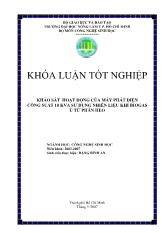 Khóa luận Khảo sát hoạt động của máy phát điện công suất 10 kva sử dụng nhiên liệu khí biogas ủ từ phân heo