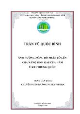 Luận văn Ảnh hưởng nồng độ phân bõ lên khả năng sinh gas của hầm ủ KT1 trung quốc