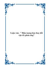 Luận văn Hiện tượng làm thay đổi vận tốc phản ứng