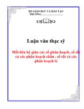 Luận văn Mối liên hệ giữa các số phân hoạch, số tất cả các phân hoạch chẵn, số tất cả các phân hoạch lẻ