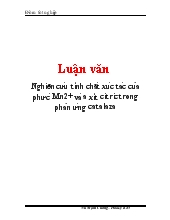 Luận văn Nghiên cứu tính chất xúc tác của phức Mn2+ và axít citric trong phản ứng catalaza
