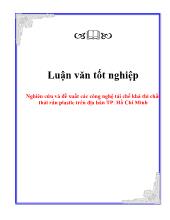 Luận văn Nghiên cứu và đề xuất các công nghệ tái chế khả thi chất thải rắn plastic trên địa bàn TP Hồ Chí Minh