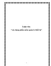 Luận văn Xây dựng phần mềm quản lý thiết bị
