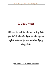 Đề tài Các nhân tố ảnh hưởng đến quá trình chuyển dịch cơ cấu ngành nghề và tạo việc làm của lao động nông thôn