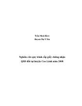 Đề tài Nghiên cứu quy trình cấp giấy chứng nhận quyền sử dụng đất tại huyện Cao Lãnh năm 2008