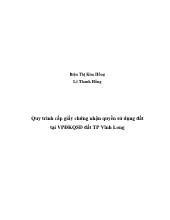 Đề tài Quy trình cấp giấy chứng nhận quyền sử dụng đất tại văn phòng đăng ký quyền sử dụng đất TP Vĩnh Long