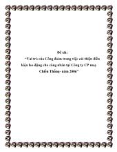 Đề tài Vai trò của Công đoàn trong việc cải thiện điều kiện lao động cho công nhân tại Công ty CP may Chiến Thắng - Năm 2006
