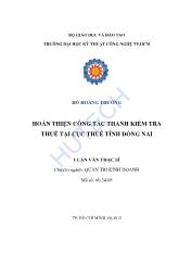 Luận văn Hoàn thiện công tác thanh kiểm tra thuế tại cục thuế tỉnh Đồng Nai