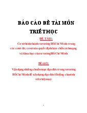 Môn Triết học - Đề tài Vận dụng những chuẩn mực đạo đức trong tư tưởng Hồ Chí Minh để xây dựng đạo đức lối sống cho sinh viên hiện nay