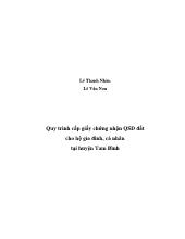 Quy trình cấp giấy chứng nhận quyền sử dụng đất cho hộ gia ñình, cá nhân tại huyện Tam Bình