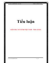 Tiểu luận Giáo dục so sánh Việt Nam – Malaysia