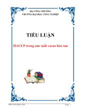 Tiểu luận Haccp trong sản xuất cacao hòa tan