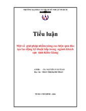 Tiểu luận Một số giải pháp nhằm nâng cao hiệu quả đào tạo lao động kỹ thuật bếp trong ngành khách sạn tỉnh Kiên Giang
