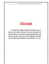 Tiểu luận So sánh địa vị pháp lý (quyền và nghĩa vụ) của chủ nợ có bảo đảm, chủ nợ có bảo đảm một phần và chủ nợ không có bảo đảm trong từng giai đoạn của thủ tục phá sản. Qua đó cho biết luật phá sản 2004 bảo vệ quyền lợi chủ thể nào triệt để hơn