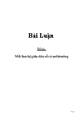 Đề tài Mối lien hệ giữa dân số và môi trường