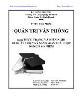 Đề tài Thực trạng và kiến nghị để hoàn thiện kỹ năng soạn thảo hợp đồng bảo hiểm