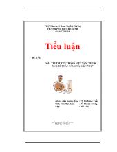 Giá trị truyền thống Việt Nam trước xu thế toàn cầu hoá hiện nay