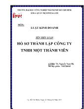 Hồ sơ thành lập công ty TNHH một thành viên
