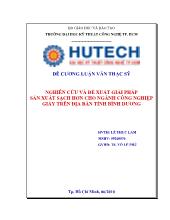 Luận văn Nghiên cứu và đề xuất giải pháp sản xuất sạch hơn cho ngành công nghiệp giấy trên địa bàn tỉnh Bình Dương