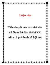 Luận văn Tiểu thuyết của các nhà văn nữ Nam Bộ đầu thế kỉ XX, nhìn từ phê bình xã hội học
