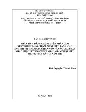 Phân tích đánh giá nguyên nhân làm xuất khẩu tăng chậm, nhập siêu tăng cao sau khi Việt Nam gia nhập WTO và các giải pháp khắc phục để tăng xuất khẩu, giảm nhập siêu trong thời kỳ tới năm 2020