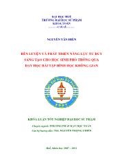 Rèn luyện và phát triển năng lực tư duy sáng tạo cho học sinh phổ thông qua dạy học bài tập hình học không gian
