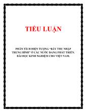 Tiểu luận Phân tích hiện tượng “bẫy thu nhập trung bình” ở các nước đang phát triển, bài học kinh nghiệm cho Việt Nam