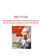 Tiểu luận Phương pháp của chủ nghĩa xã hội trong thời kỳ quá độ cũng như sự vận dụng của Đảng ta trong thời kỳ đổi mới