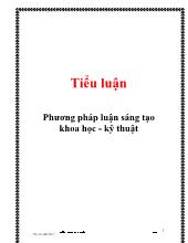 Tiểu luận Phương pháp luận sáng tạo khoa học - Kỹ thuật