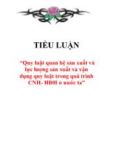 Tiểu luận Quy luật quan hệ sản xuất và lực lượng sản xuất và vận dụng quy luật trong quá trình công nghiệp hóa - Hiện đại hóa tại nước ta