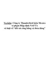 Vụ kiện: Công ty Thunderbird kiện Mexico vi phạm Hiệp định NAFTA và luật về đối xử công bằng và thỏa đáng