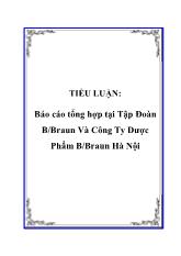 Báo cáo Tổng hợp tại tập đoàn B/braun và công ty dược phẩm B/braun Hà Nội