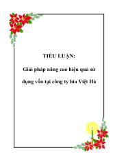 Đề tài Giải pháp nâng cao hiệu quả sử dụng vốn tại công ty bia Việt Hà